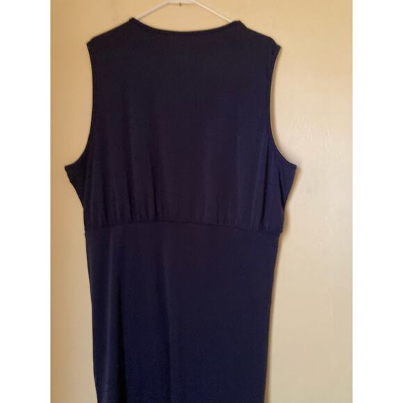 Shein Curve Women's Dress Size 4XL Dark Navy Blue Gathered Knee Length NWOT - Picture 6 of 8